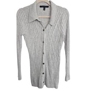 White House Black Market Cashmere Sweater Cardigan Ribbed S Minimalist Classic